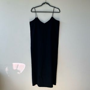 OAK + FORT Black Sheath Spaghetti Strap Midi Dress (S, 2-4)